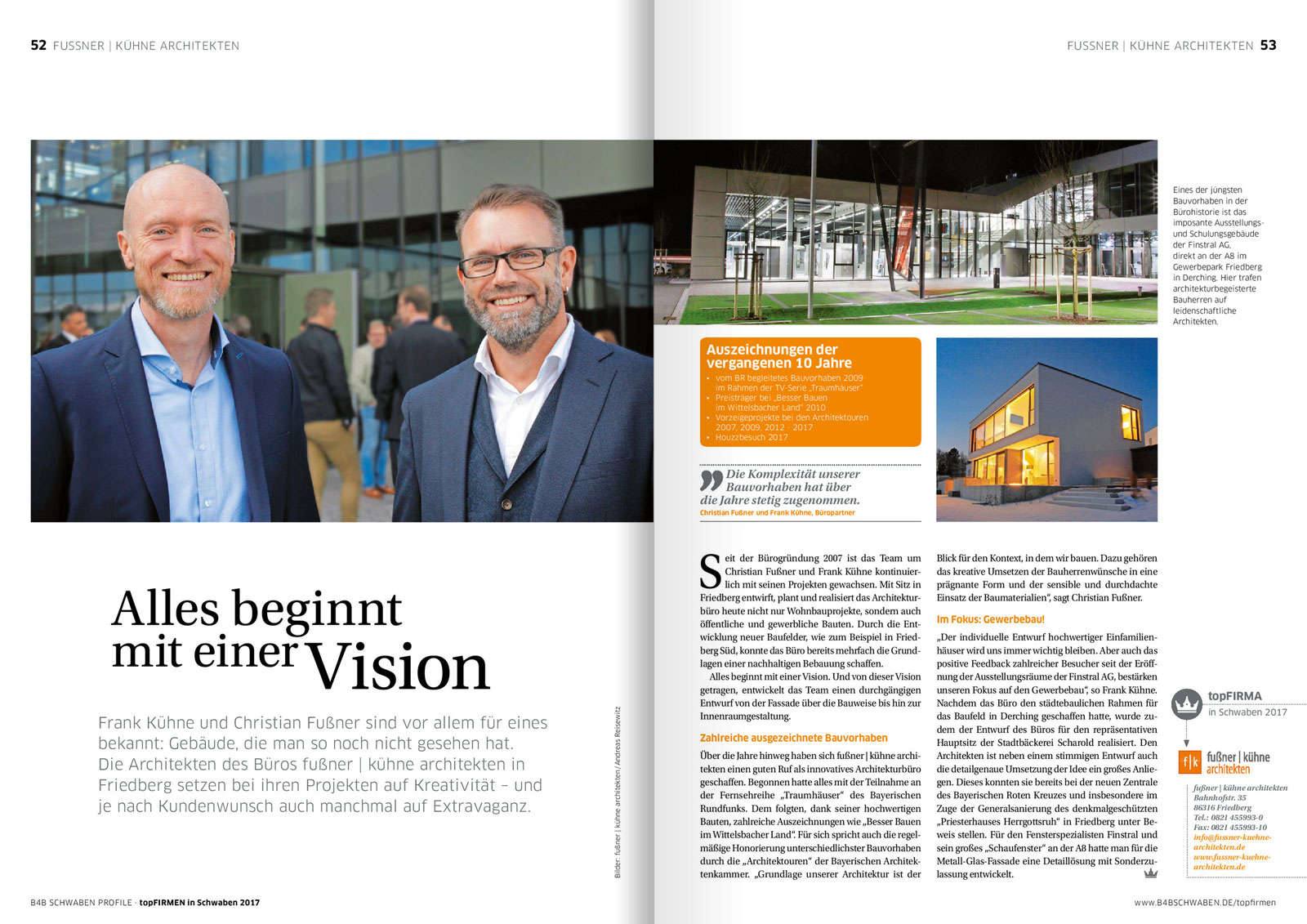Presseartikel 2017 im Magazin topFIRMEN in Schwaben 2017