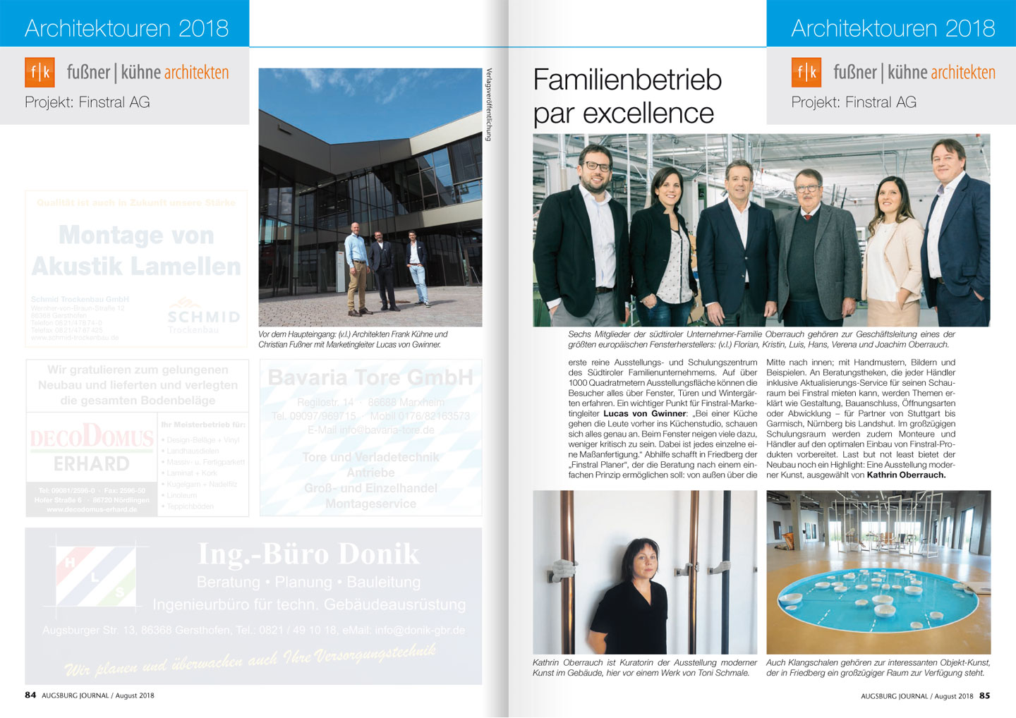 Presseartikel 2018 zum bei den Architektouren 2018 ausgewählten Projekts "Finstral"