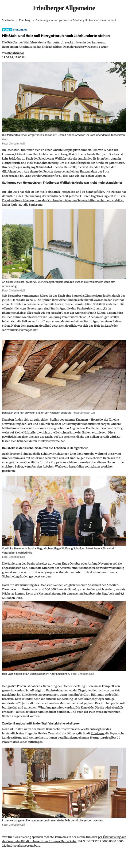 Presseartikel 2024 Fußner kühne architekten HErrgottsruh