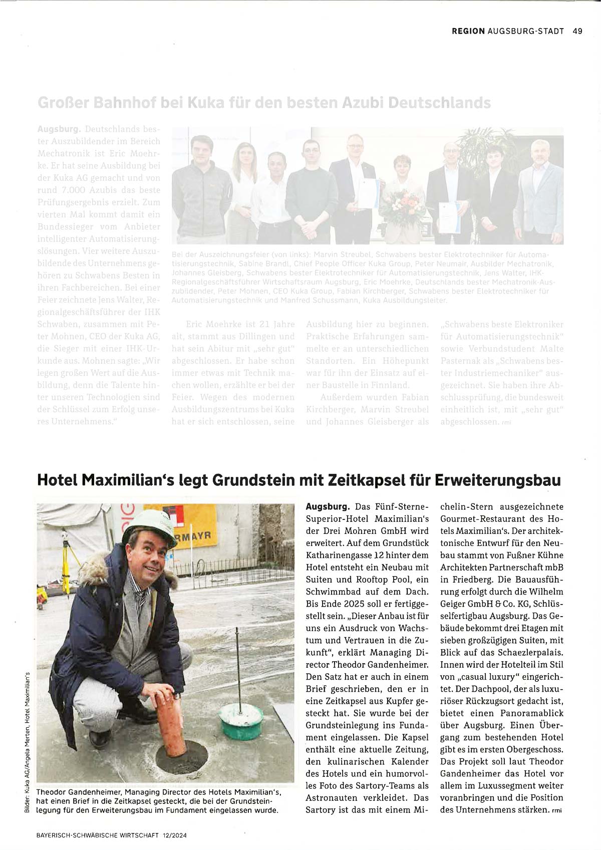 Presseartikel 2024 Fußner kühne architekten Hotel Maximilians