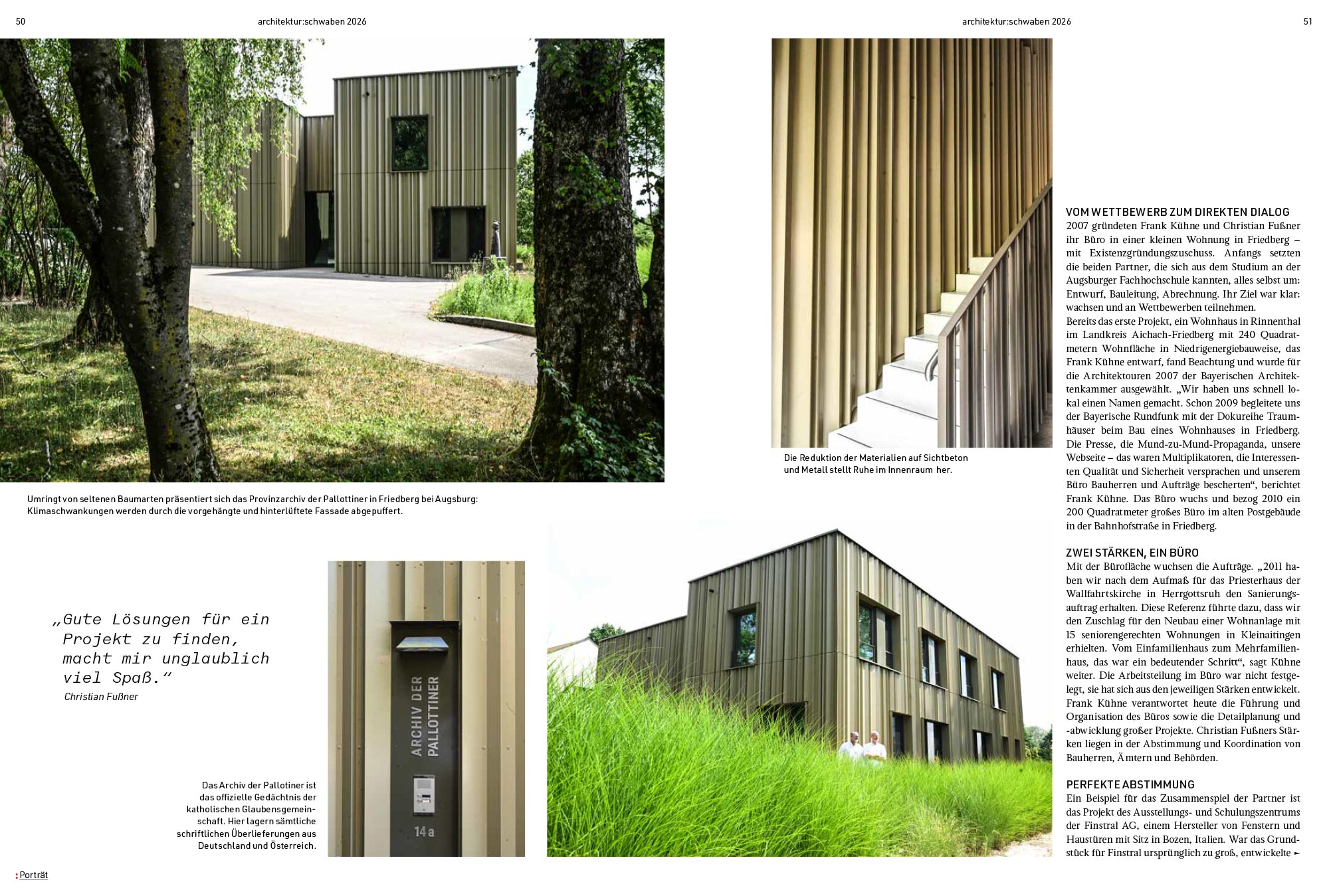 Presseartikel fußner kühne architekten aus dem Magazin Edition Schwaben 2026