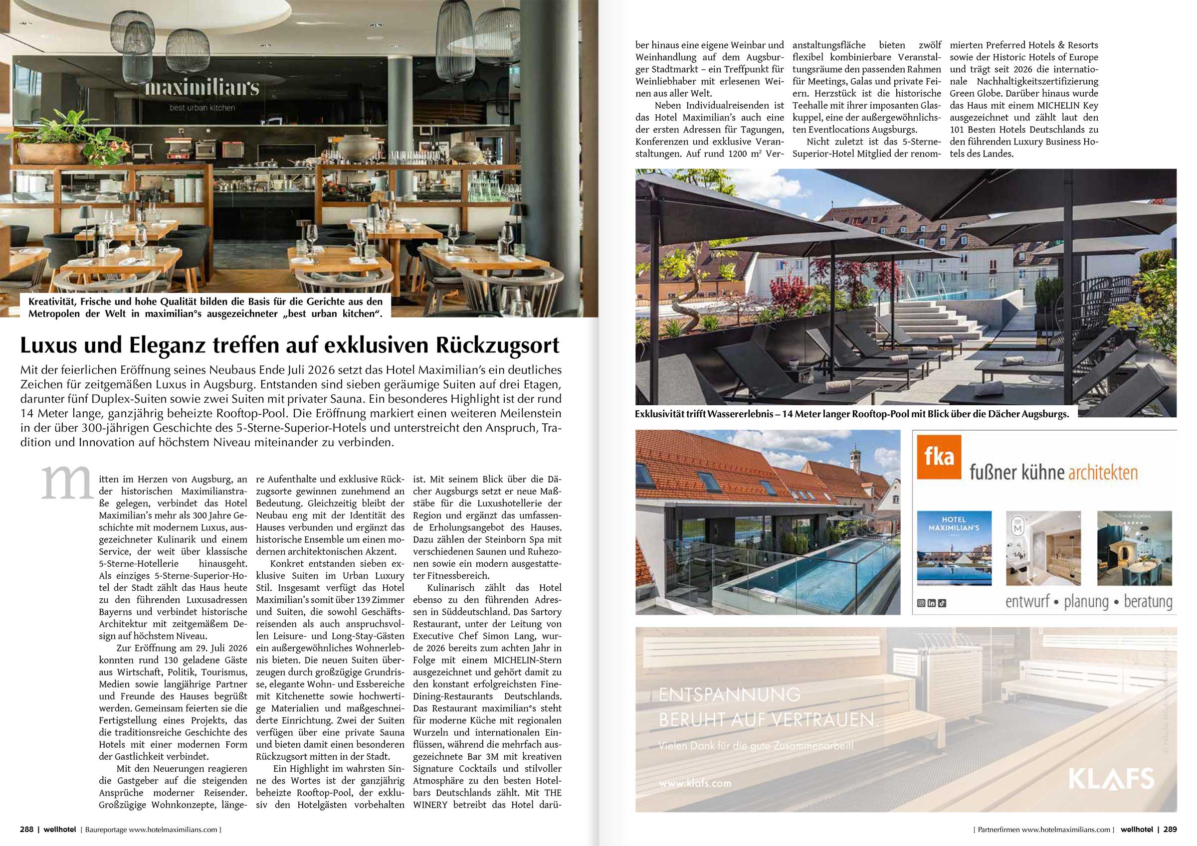 Presseartikel fußner kühne architekten aus dem Magazin Wellhotel 2026