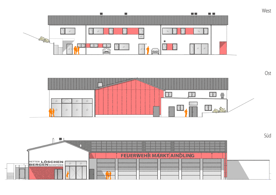 Entwurfsansichten Feuerwache Aindling 2023 von fußner kühne architekten