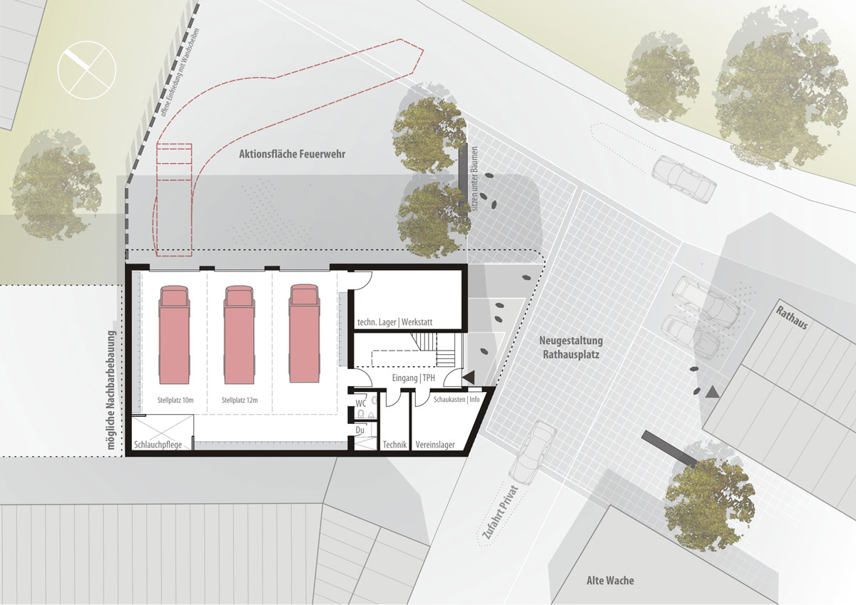 Realisierungswettbewerb Feuerwehr Todtenweis - Ansicht Erdgeschoss